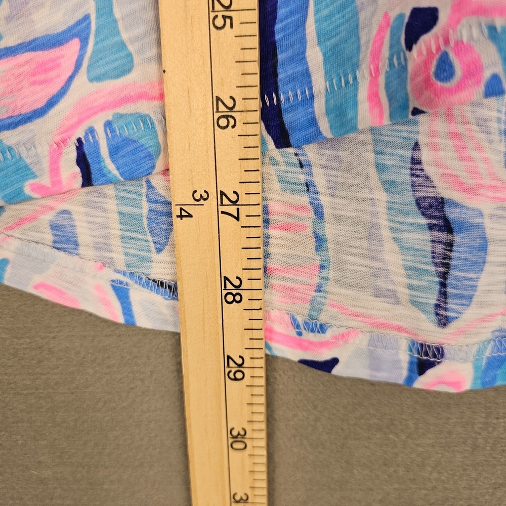 Lilly Pulitzer 100% Cotton VNeck Tee Top Womens M Lightweight Nautical Pink Blue - Picture 9 of 10